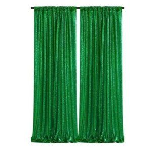 Sequin Curtains 2 Panels 2FTx8FT Green Photo Booth Backdrop